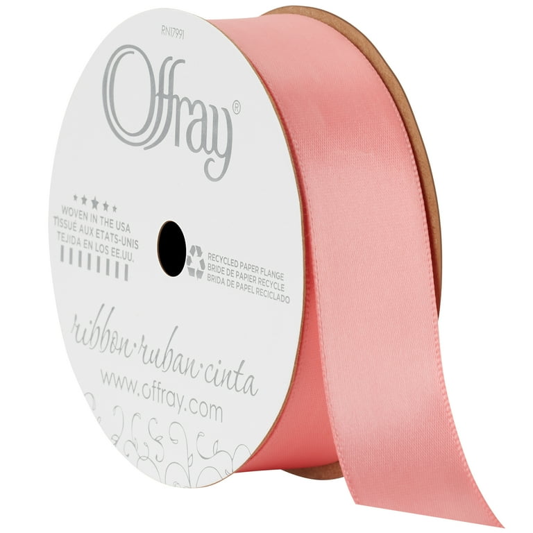 Offray Ribbon, Coral Pink 7/8 inch Single Face Satin
