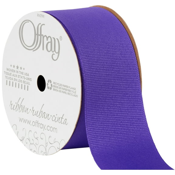 Offray Ribbon, Delphinium Purple 1 1/2 inch Grosgrain Polyester Ribbon, 12 feet