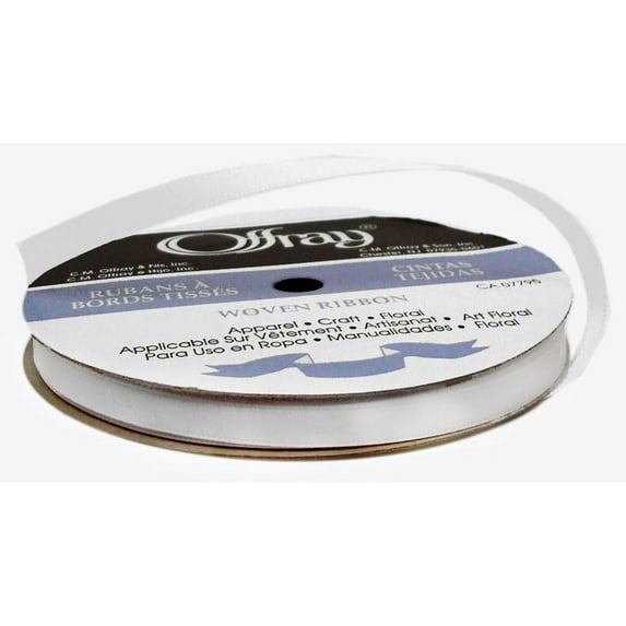 Offray Ribbon Doubleface Satin 1/4" White