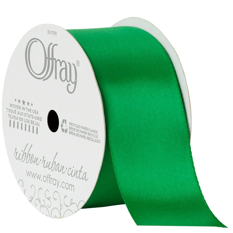 Offray Ribbon, Emerald Green 1 1/2 inch Single Face Satin Polyester Ribbon,  12 feet