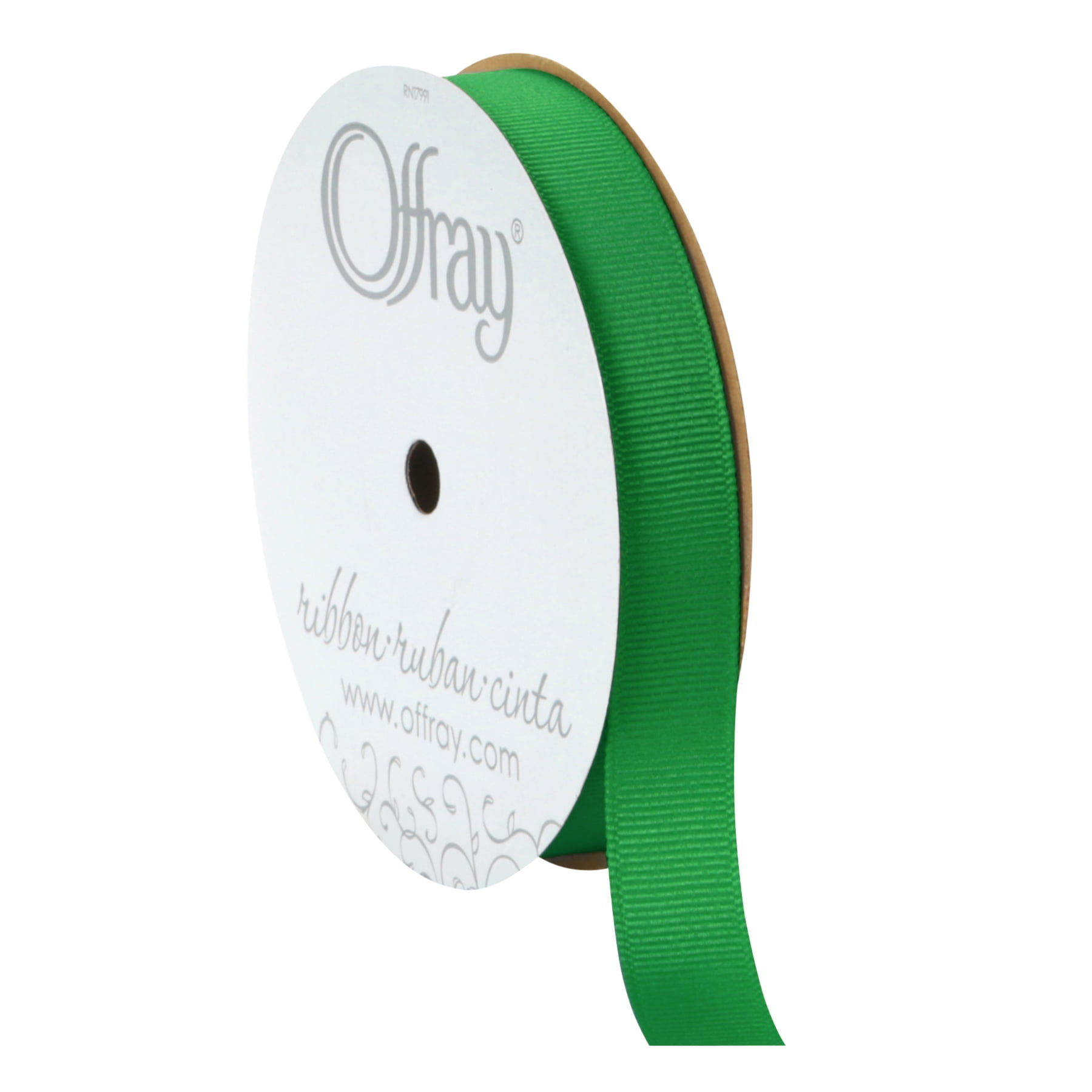1.5 Diagonal Weave Fabric Ribbon: Emerald Green