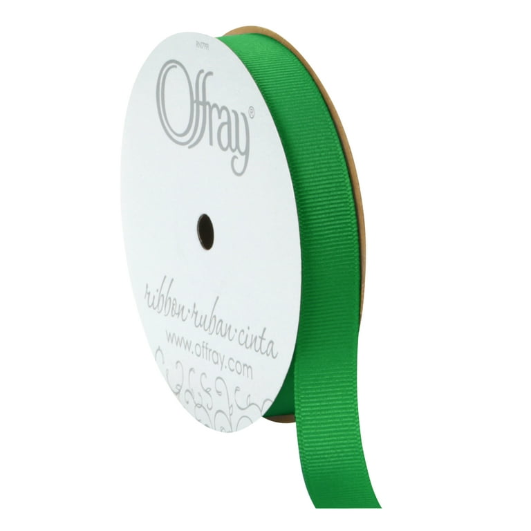 Offray Ribbon, Emerald Green 5/8 inch Grosgrain Polyester Ribbon, 18 feet 