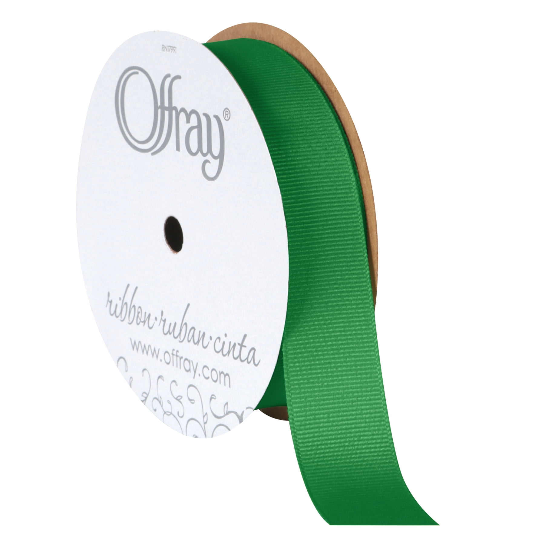 Offray Ribbon, Emerald Green 7/8 inch Grosgrain Polyester Ribbon, 18