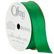 Offray Ribbon, Emerald Green 7/8 inch Single Face Satin Polyester Ribbon, 18 feet