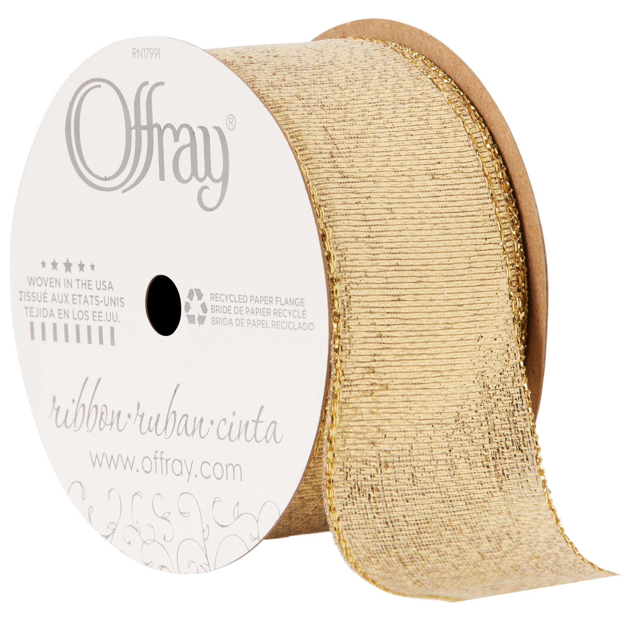 Offray Ribbon, Gold 1 1/2 inch Galena Metallic Ribbon, 9 Offray Ribbon, Gold 1 1/2 inch Galena Metallic Ribbon, 9