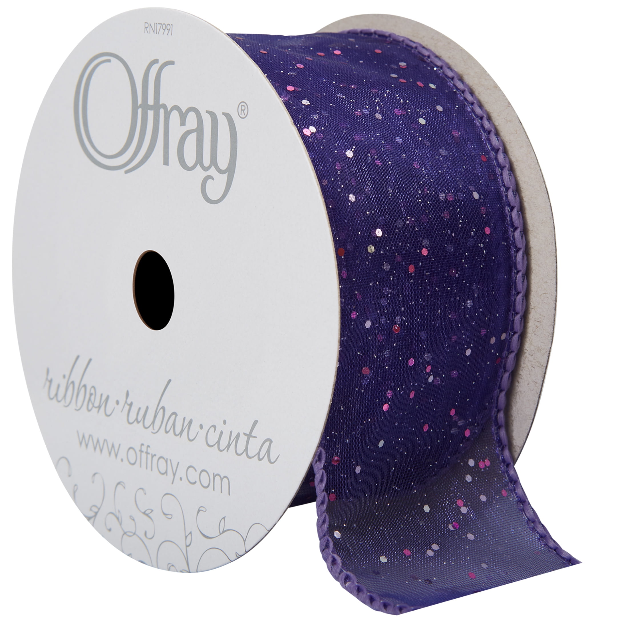 Offray Ribbon, Lavender Purple 2 1/2 inch Wired Edge Sheer Metallic Ribbon  for Wedding, Crafts, and Gifting, 9 feet, 1 Each - DroneUp Delivery