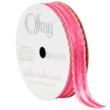 Offray Ribbon, Hot Pink 5/8 inch Kendra Sheer Ribbon, 9 feet