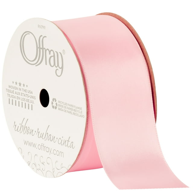 Offray Ribbon, Light Pink 1 1/2 inch Double Face Satin Polyester Ribbon ...