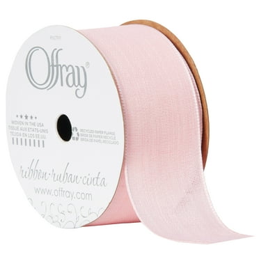 Offray Ribbon, Light Pink 1 1/2 inch Woven Ribbon, 9 feet