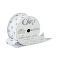 thumbnail image 1 of Offray Ribbon, Light Silver Dot on White 1 1/2 inch Grosgrain Polyester Ribbon, 9 feet, 1 of 7