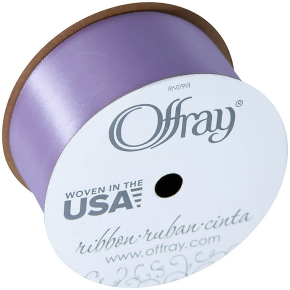 Offray Ribbon, Lt Orchid Purple 1 1/2 inch Single Face Satin Polyester Ribbon, 12 feet