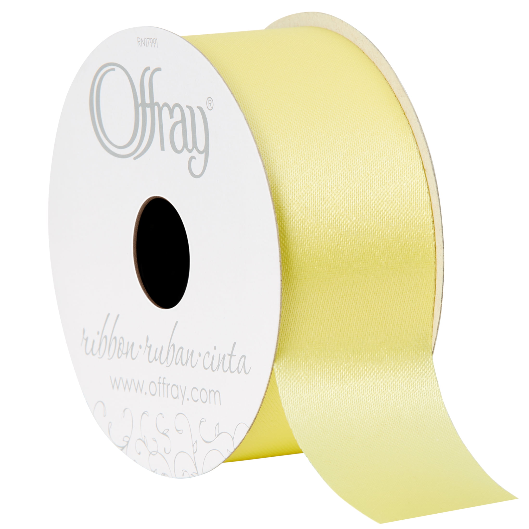 Offray 1.5 Single Face Yellow Gold Satin Ribbon - 12 ft