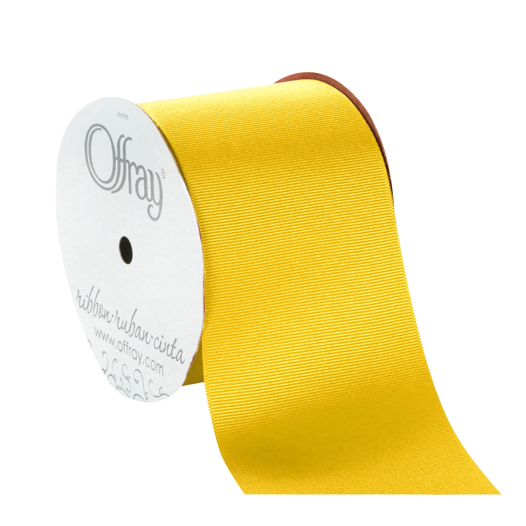 Offray Ribbon, Maize Yellow 3 inch Grosgrain Polyester Ribbon, 9 feet 
