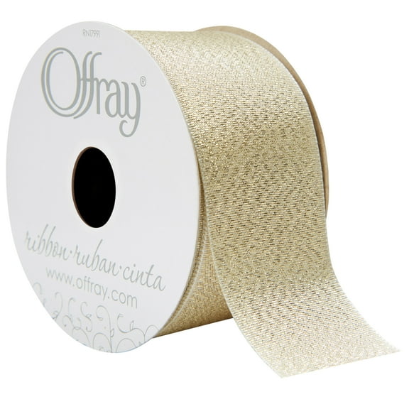 Offray Ribbon, Metallic Gold Dust 1 1/2 inch Grosgrain Polyester Ribbon for Sewing, Crafts, and Gifting, 9 feet, 1 Each