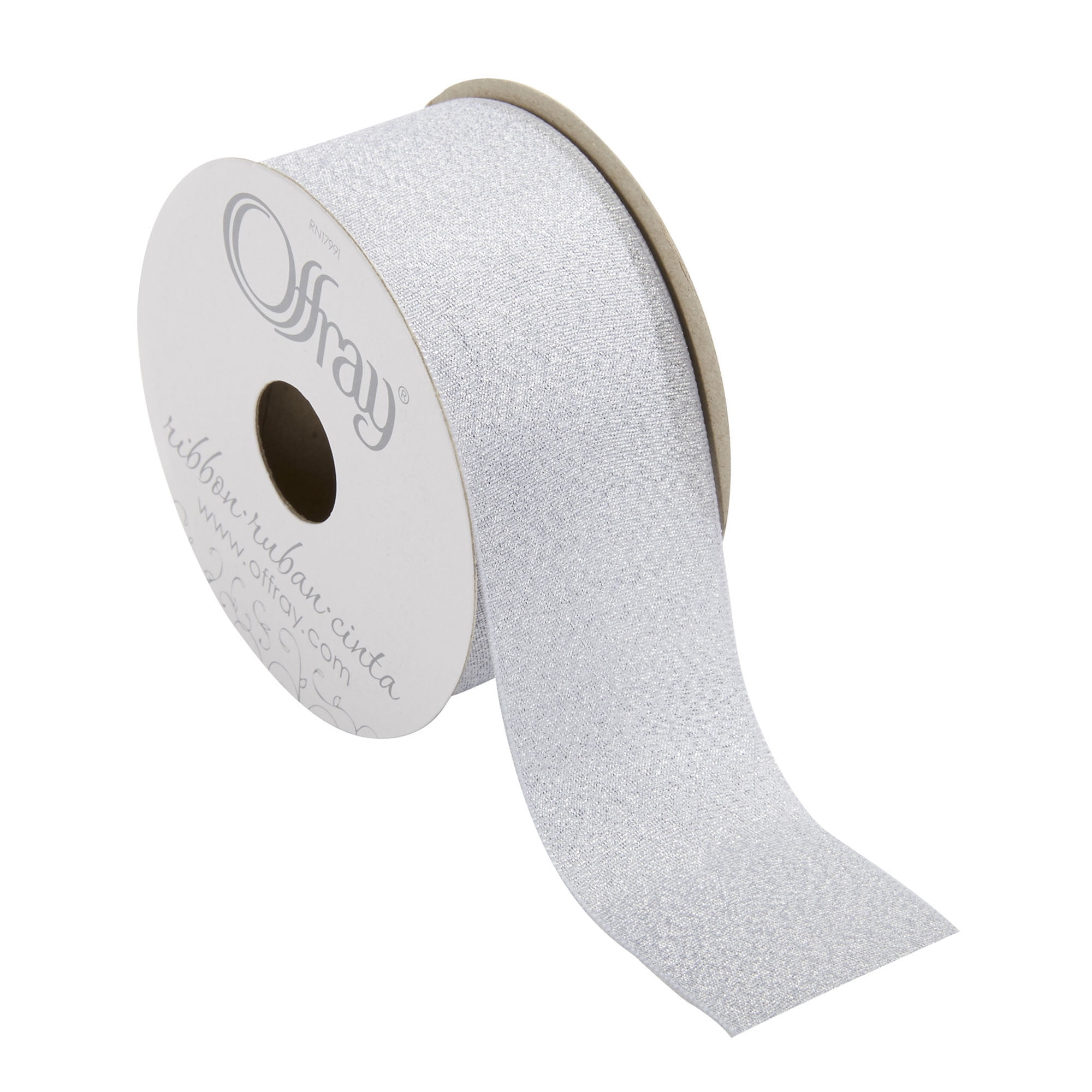 Offray Ribbon, Metallic Silver 1 1/2 inch Polyester Ribbon, 9 feet