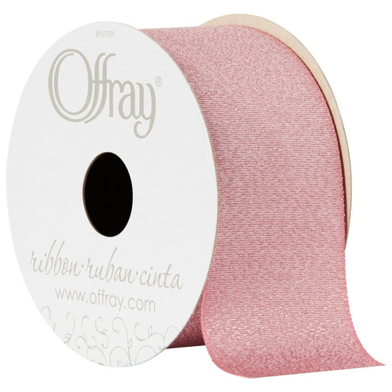 Offray Ribbon, Metallic Wild Rose Pink 1 1/2 inch Grosgrain Polyester Ribbon for Sewing, Crafts, and Gifting, 9 feet, 1 Each