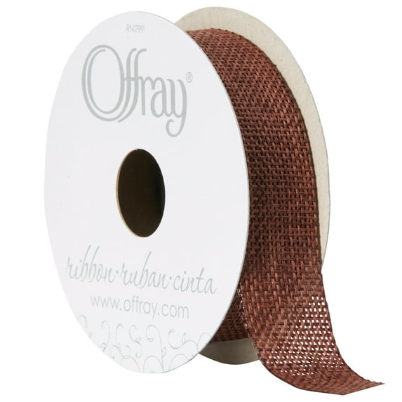 Offray ribbon, mudpie brown 7/8 inch woven burlap woven ribbon, 9 feet, 1 each