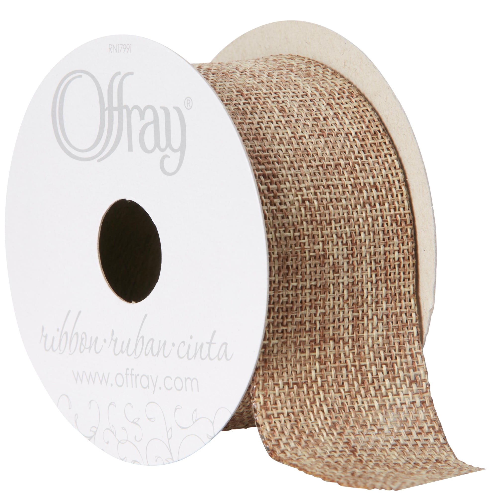 Offray Wired Burlap Ribbon 1-1/2X9'-Natural