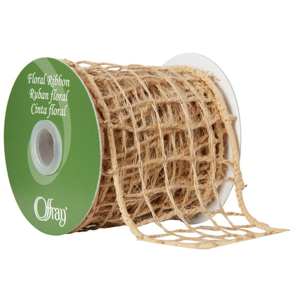 Offray Ribbon, Natural 2 1/2 inch Wired Burlap Ribbon, 9 feet