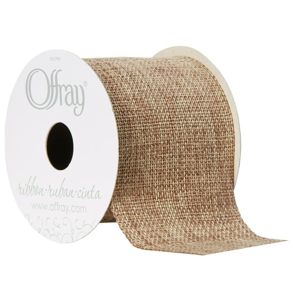 Offray Ribbon, Natural 2 1/2 inch Woven Burlap Woven Ribbon, 9 feet