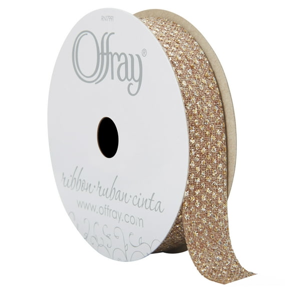Offray Ribbon, Natural 5/8 inch Linen-Look Ribbon, 9 feet