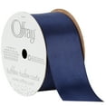 thumbnail image 1 of Offray Ribbon, Navy 1 1/2 inch Single Face Satin Polyester Ribbon, 12 feet, 1 of 8