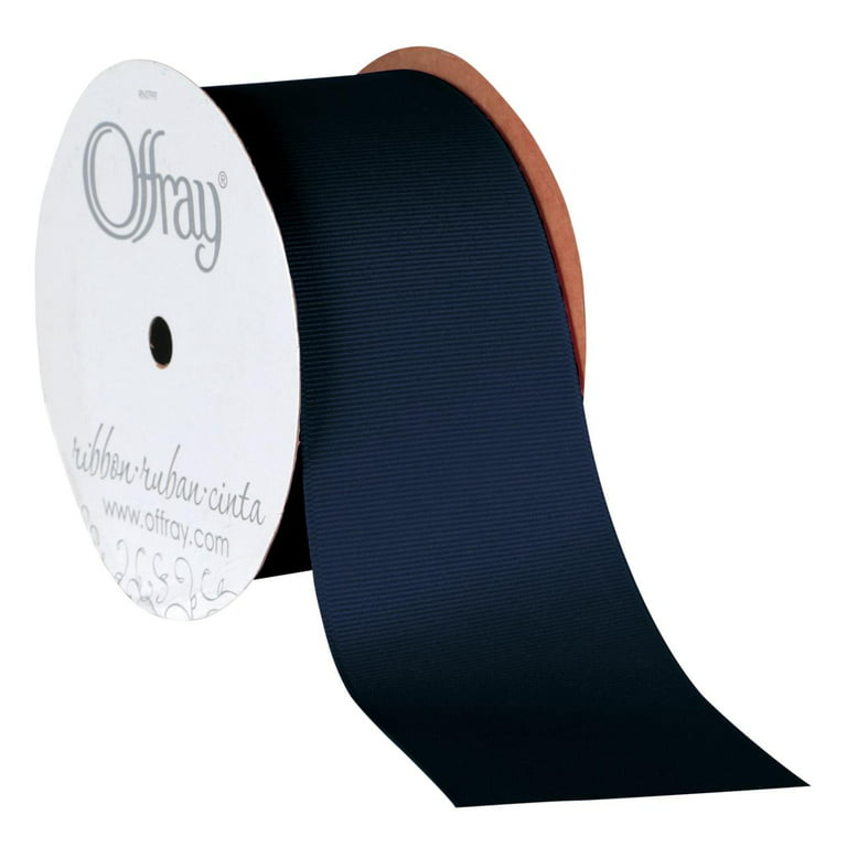 Offray Ribbon, Navy 2 1/4 inch Grosgrain Polyester Ribbon, 9 feet 