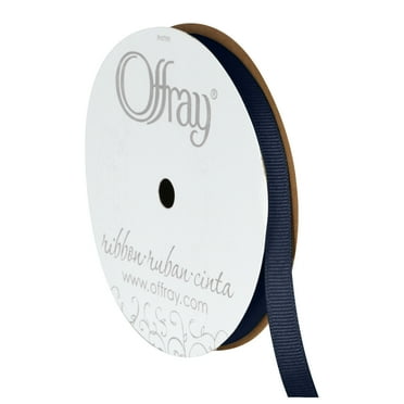 Offray Ribbon, Navy 3/8 inch Grosgrain Polyester Ribbon, 18 feet