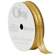 Offray Ribbon, Old Gold 5/8 inch Kendra Sheer Ribbon, 9 feet