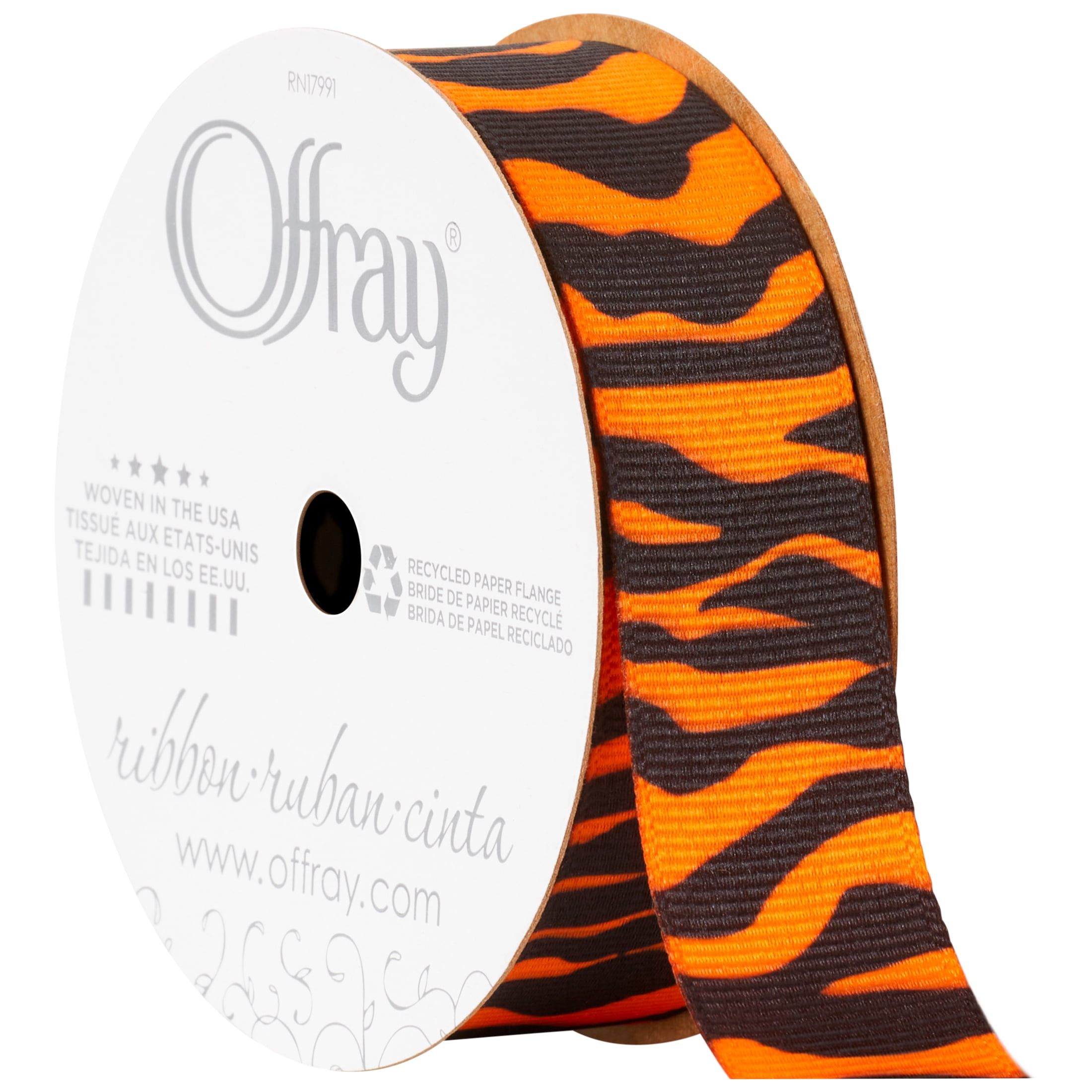 Offray Ribbon, Orange 7/8 inch Animal Grosgrain Ribbon for Sewing ...