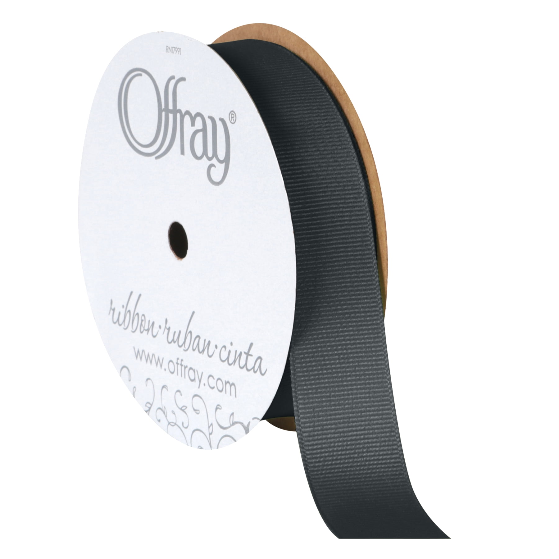 Polyesterat Ribbon Offray Ribbon, Pewter Grey 7/8 inch Grosgrain Polyester Ribbon, 18 feet ...