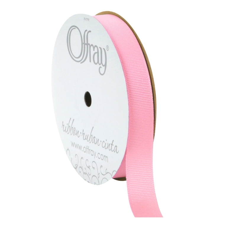 Offray Pink Grosgrain Ribbon, 5/8 inch x 18 feet, Polyester Craft
