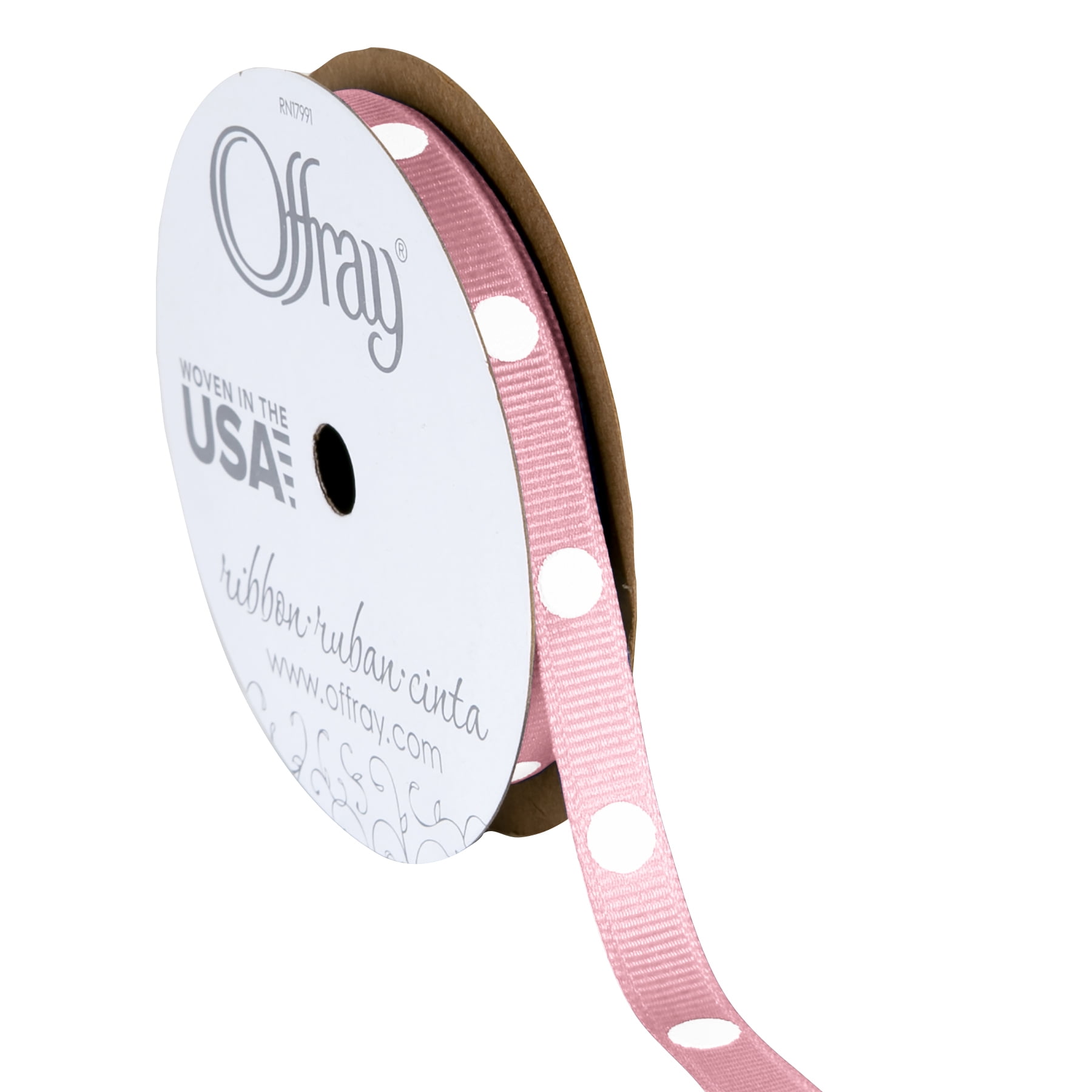 Offray Black & Pink Grosgrain Dippy Dots Ribbon