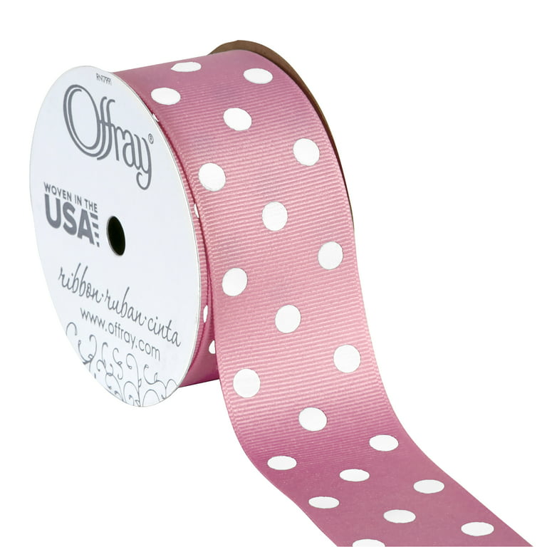 White and Pink Floral Printed Ribbon 0.75 x 110 Yards