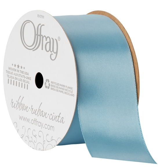 Offray Ribbon, Powder Blue 1 1/2 inch Single Face Satin Polyester Ribbon, 12 feet