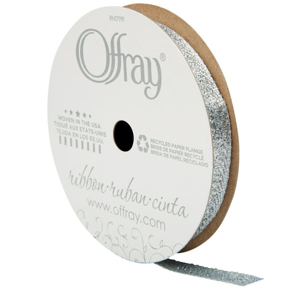 Offray Ribbon, Powder Blue 3/8 inch Metallic Ribbon, 9 feet