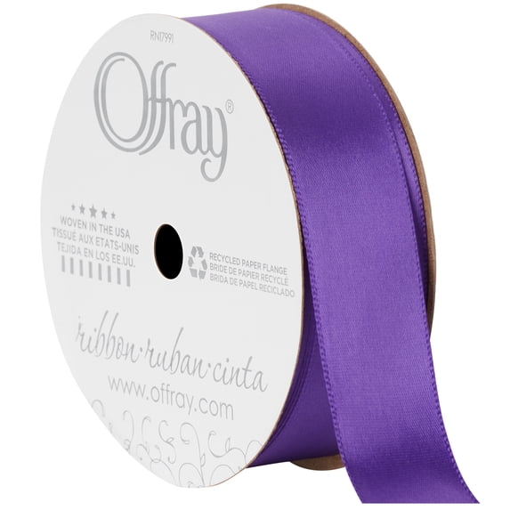 Offray Ribbon Purple Polyester Ribbon, 3.25" x 0.87"