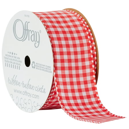 Offray Ribbon, Red 1 1/2 inch Gingham Woven Ribbon for Sewing, Crafts, and Gifting, 9 feet, 1 Each