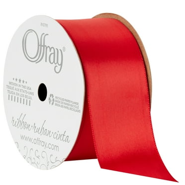 Offray Ribbon, Red 1 1/2 inch Single Face Satin Polyester Ribbon, 12 feet