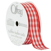 Offray Ribbon, Red 7/8 inch Gingham Check Woven Ribbon, 9 feet