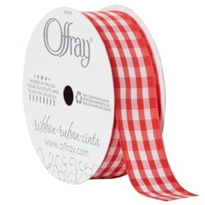Offray Ribbon, Red 7/8 inch Gingham Check Woven Ribbon, 9 feet