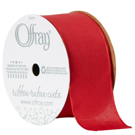 Offray Ribbon Red Polyester Ribbon, 3.2" x 3.13"