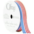 thumbnail image 1 of Offray Ribbon, Red White Blue 5/8 inch American Flag Grosgrain Ribbon, 9 feet, 1 of 7
