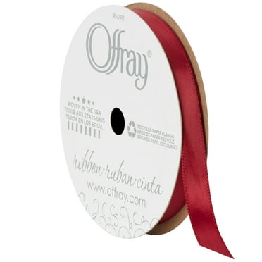 Offray Ribbon, Red Wine 3/8 inch Single Face Satin Polyester Ribbon, 18 feet