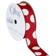 thumbnail image 1 of Offray Ribbon, Red with Polka Dot 7/8 inch Grosgrain Polyester Ribbon, 9 feet, 1 of 5