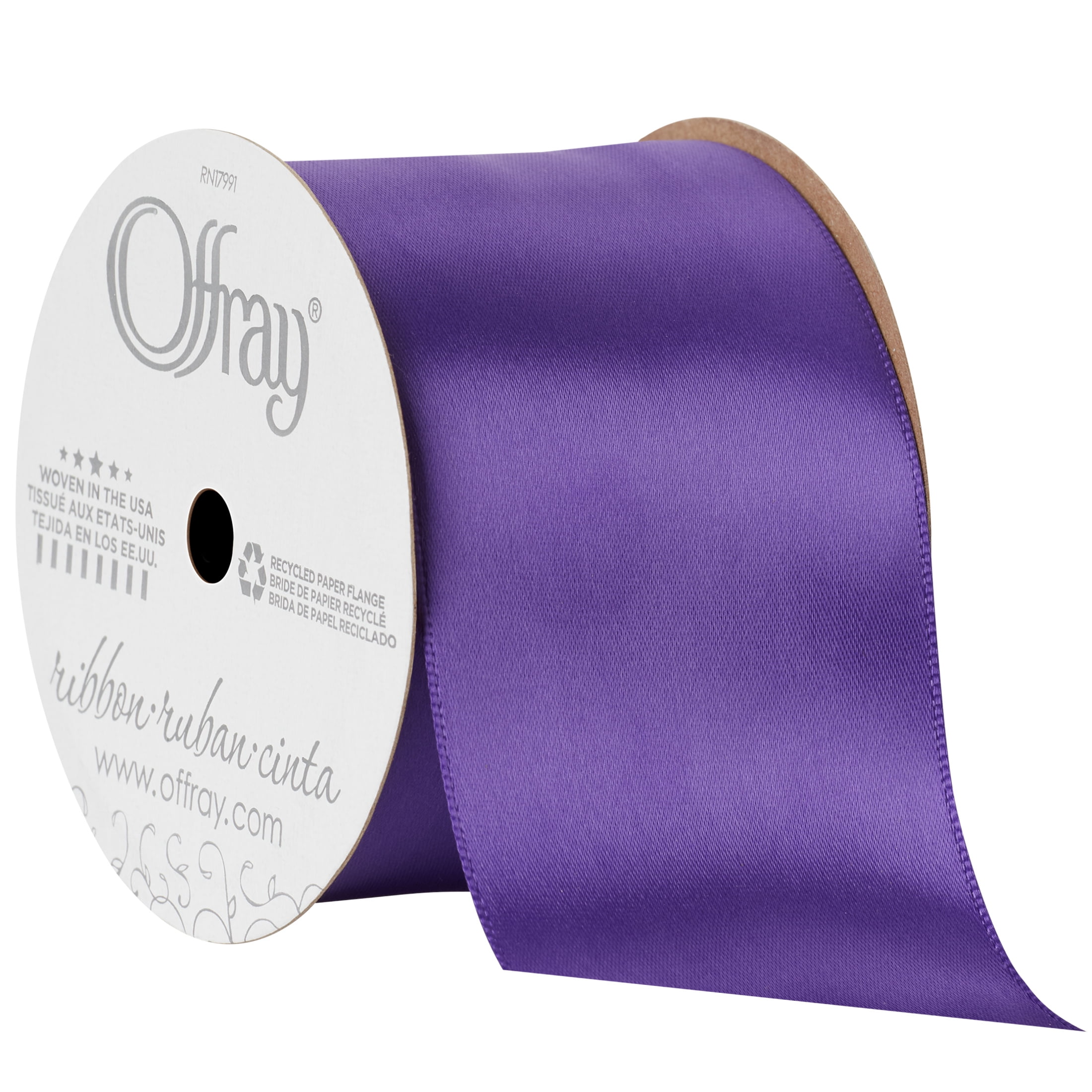 Offray Grosgrain Polka Dot Craft Ribbon, 1 1/2-Inch x 9-Feet, Regal Purple  8 pcs