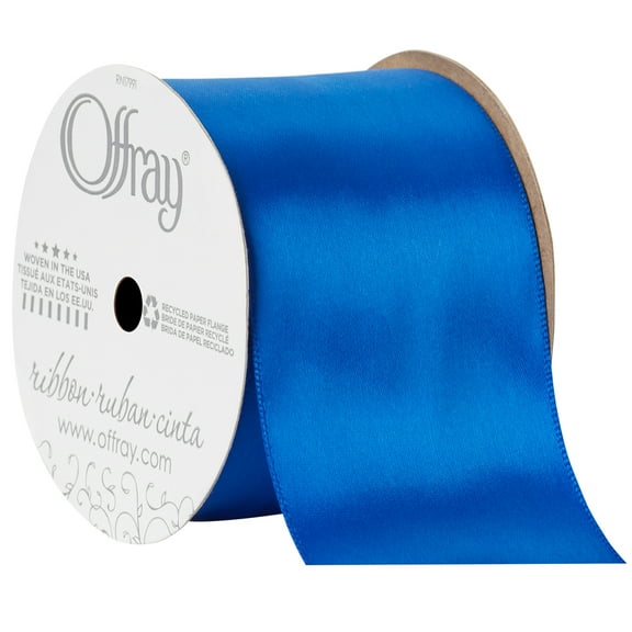 Offray Ribbon, Royal Blue 2 1/4 inch Single Face Satin Polyester Ribbon, 9 feet