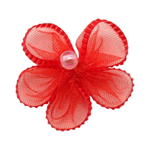 Offray Ribbon Satin Sheer Flower-Red, Polyester Ribbons, 6 Pack