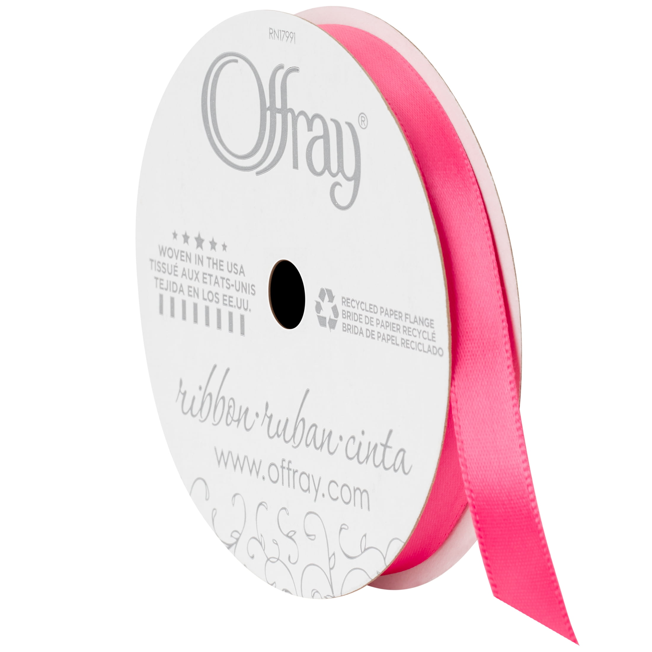 Offray 3/8x21' Single Faced Satin Ribbon - Black - Ribbon & Deco Mesh - Crafts & Hobbies