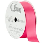 Offray Ribbon, Shocking Pink 7/8 inch Single Face Satin Polyester Ribbon, 18 feet
